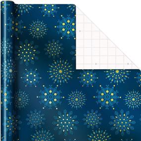 img 2 attached to 🎁 Hallmark Foil Holiday Wrapping Paper – Elegant Navy Blue and Gold with Cut Lines (3 Rolls, 60 sq. ft. ttl) for Christmas, Hanukkah, Weddings, Graduations