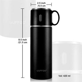 img 2 attached to 🚰 Premium Stainless Steel Vacuum Flask: Insulated Water Bottle with Leakproof Lid - Ideal for Travel, Coffee & Gifting (Black)