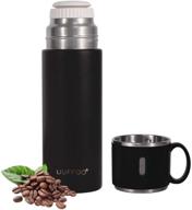 🚰 premium stainless steel vacuum flask: insulated water bottle with leakproof lid - ideal for travel, coffee & gifting (black) логотип