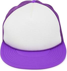 img 3 attached to DALIX Flat Billed Trucker Hat: Adjustable Solid Two Toned Snapback with Mesh Back - S, M, L Sizes