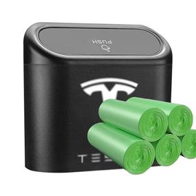 img 4 attached to 🚮 KIKIMO Tesla Trash Can: Includes 8 Rolls of Garbage Bags - Model 3/Y/S/X Car Accessories, Storage Box, Leak-Proof Bin with Lid - Perfect Car Trash Can, Mini Trash Can for Tesla