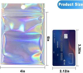 img 3 attached to Mellbree 100PCS Double-Sided Holographic Color Foil Pouch Bags, 4x6 Reusable Ziplock Sealing Bags for Smell-Proof Storage