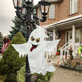 img 1 attached to 👻 HBlife Halloween Hanging Ghost Decoration - 2-Piece 41 Inch Cartoon Ghosts for Party, Patio, Lawn & Garden