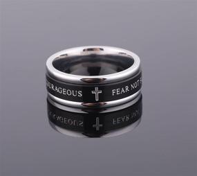 img 3 attached to ✝️ ALEXTINA 7MM Black Stainless Steel Bible Verse Rings: Isaiah 41:10 Joshua 1:9 - Perfect Christian Spinner Wedding Bands, Size 6 to 12