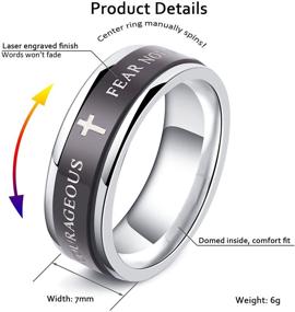img 2 attached to ✝️ ALEXTINA 7MM Black Stainless Steel Bible Verse Rings: Isaiah 41:10 Joshua 1:9 - Perfect Christian Spinner Wedding Bands, Size 6 to 12