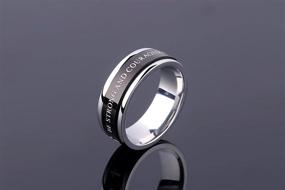 img 1 attached to ✝️ ALEXTINA 7MM Black Stainless Steel Bible Verse Rings: Isaiah 41:10 Joshua 1:9 - Perfect Christian Spinner Wedding Bands, Size 6 to 12