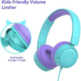 img 2 attached to 🎧 Детские наушники Vinamass - безопасный лимитированный звук 85/95 дБ, легкие детские наушники с милым дизайном кошачьих ушек для детей, мальчиков, девочек - возможность делиться звуком, складные проводные наушники для детей (фиолетовые)