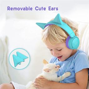 img 3 attached to 🎧 Детские наушники Vinamass - безопасный лимитированный звук 85/95 дБ, легкие детские наушники с милым дизайном кошачьих ушек для детей, мальчиков, девочек - возможность делиться звуком, складные проводные наушники для детей (фиолетовые)