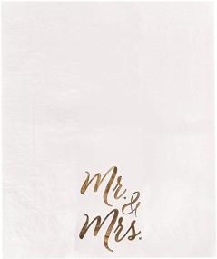 img 1 attached to Mr and Mrs Gold Foil Paper Napkins - 50-Pack, 3-Ply Wedding Dinner Napkins, Disposable Party Supplies - White 4x8 Inches