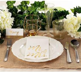 img 2 attached to Mr and Mrs Gold Foil Paper Napkins - 50-Pack, 3-Ply Wedding Dinner Napkins, Disposable Party Supplies - White 4x8 Inches