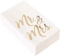 mr and mrs gold foil paper napkins - 50-pack, 3-ply wedding dinner napkins, disposable party supplies - white 4x8 inches logo