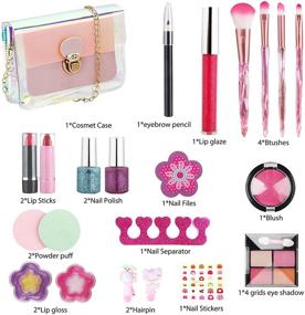 img 3 attached to 🎀 AstaX 22Pcs Kids Makeup Kit: Non-Toxic Pretend Play Cosmetic Toy Set for Girls – Washable, Fashionable Bags Included