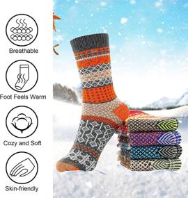 img 1 attached to 🧦 5-Pack Women's Wool Socks - Winter Warm Boot Socks Gift Box, Vintage Casual and Fuzzy Socks for Women - Perfect Christmas Gift