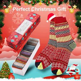 img 3 attached to 🧦 5-Pack Women's Wool Socks - Winter Warm Boot Socks Gift Box, Vintage Casual and Fuzzy Socks for Women - Perfect Christmas Gift