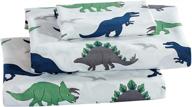 🦖 linen plus kids/teens ancient dinosaurs sheet set green blue grey white t-rex green (full) - brand new logo