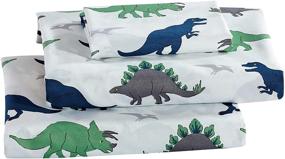 img 3 attached to 🦖 Linen Plus Kids/Teens Ancient Dinosaurs Sheet Set Green Blue Grey White T-rex Green (Full) - Brand New