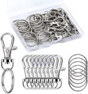 🔗 50-piece set of premium swivel snap hooks with key rings - metal swivel hooks in a portable plastic box, including 25 small lobster claw clasp swivel hooks and 25 key rings for lanyards, keys, charms, jewelry, art crafts logo