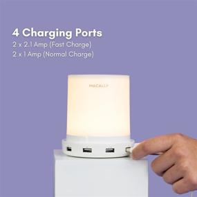 img 2 attached to Macally Table Lamp with USB Port: 4 High-Speed Charging Ports, Touch Control, Dimmable Warm White Light - Ideal Bedside Lamp or Night Light