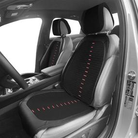 img 3 attached to 🚗 FH Group FB209102BLACK Ultra Car Seat Cushions - Universal Fit with Eye-Catching Colorful Stitching, Front Set in Black