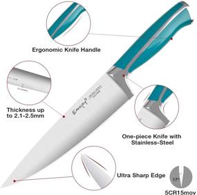 img 2 attached to 🔪 Emojoy 15-Piece Kitchen Knife Set with Wooden Block - Lake Blue Handle, Chef Knife Set, Sharpener, Scissors - German Stainless Steel