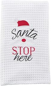 img 1 attached to 🎅 Mud Pie Santa Stop Waffle Weave Towel: Festive Holiday Décor Essential