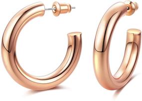 img 4 attached to 👂 Discover Trendy Chunky Earrings: Lightweight Girls' Jewelry by EARLLER