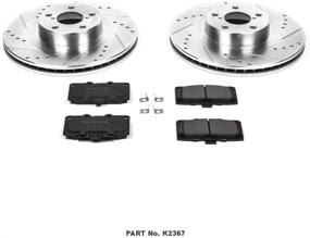 img 1 attached to 🔥 Enhance Braking Performance with Power Stop K2367 Carbon Fiber Brake Pads and Drilled & Slotted Rotors Kit