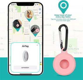 img 3 attached to Soft Silicone AirTag Phone Finder Case (1-Pack) - Lightweight 📱 Protective Sleeve Skin Cover with Keychain, Anti-Scratch Holder for AirTags (Pink)