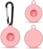 soft silicone airtag phone finder case (1-pack) - lightweight 📱 protective sleeve skin cover with keychain, anti-scratch holder for airtags (pink) logo