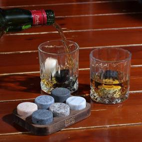 img 1 attached to 🥃 Premium Whiskey Stones Gift Set - Beverage Chilling Drinking Stones with Extra Whisky Glasses & Coasters - Elegant Wooden Storage Tray - Bar Accessories