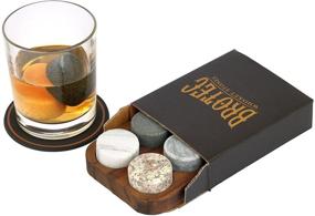 img 2 attached to 🥃 Premium Whiskey Stones Gift Set - Beverage Chilling Drinking Stones with Extra Whisky Glasses & Coasters - Elegant Wooden Storage Tray - Bar Accessories