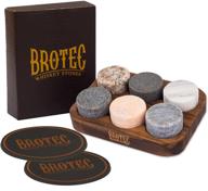 🥃 premium whiskey stones gift set - beverage chilling drinking stones with extra whisky glasses & coasters - elegant wooden storage tray - bar accessories logo