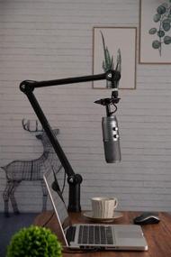 img 1 attached to 🎙️ THRONMAX Zoom Adjustable Microphone Suspension Boom Scissor Arm Stand - Durable Steel for Radio Broadcasting, Voice-Over & Sound Studio on Stages
