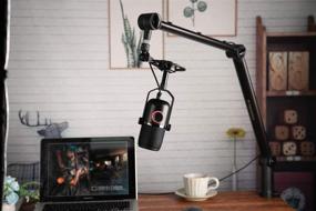 img 4 attached to 🎙️ THRONMAX Zoom Adjustable Microphone Suspension Boom Scissor Arm Stand - Durable Steel for Radio Broadcasting, Voice-Over & Sound Studio on Stages