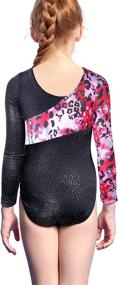 img 3 attached to 🌈 Long Sleeve Girls Gymnastics Leotard: Colorful Ribbons with Pink Leopard Striped Design