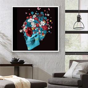 img 3 attached to 🎃 Halloween Skull Flower Butterfly 5D DIY Full Drill Diamond Painting Kits for Adults - Wizland Arts, Crafts & Sewing Cross Stitch with Round Resin Beads Pictures