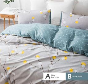 img 2 attached to 🌿 SLEEPBELLA 600TC Cotton Grey Branch Duvet Cover Queen with Yellow Turquoise Polka Dot Design - Reversible Comforter Cover (Queen, Grey Branch)