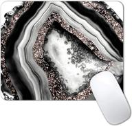 🖱️ imayondia square mouse pad with custom design, non-slip rubber base - black and white agate, grey gold marble - 9.5 x 7.9 inch logo