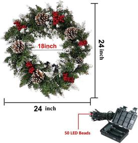 img 2 attached to 🎄 Christmas Wreath for Front Door - Festive Decorations with Red Berry Pine Cones - Outdoor Christmas Wreath with 50 LED Lights - Perfect for Fireplace, Walls, Stairs - 18 inch Inner Diameter