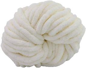 img 4 attached to Clootess Chenille Chunky Yarn: Ivory White, 5 lbs for DIY Sofa Bed Throws & Blankets