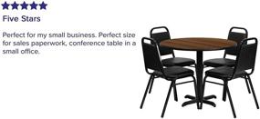 img 1 attached to 🪑 Versatile and Stylish 36'' Round Walnut Laminate Table Set with X-Base and 4 Sleek Black Trapezoidal Back Banquet Chairs by Flash Furniture