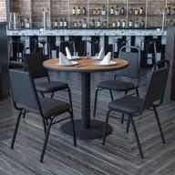 🪑 versatile and stylish 36'' round walnut laminate table set with x-base and 4 sleek black trapezoidal back banquet chairs by flash furniture logo