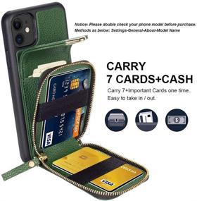 img 1 attached to 📱 ZVE iPhone 11 Wallet Case, iPhone 11 Crossbody Case with Zipper Card Slot Holder Wrist Strap and Shoulder Chain for iPhone 11 6.1 inch - Dark Green