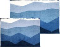 🛁 sunlit 2-piece ombre blue bathroom rugs set - non-slip soft bath mat set, absorbent floor mats - quick-drying & machine washable (20"x30" & 17"x24") logo