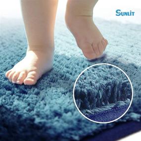 img 1 attached to 🛁 Sunlit 2-Piece Ombre Blue Bathroom Rugs Set - Non-Slip Soft Bath Mat Set, Absorbent Floor Mats - Quick-Drying & Machine Washable (20"x30" & 17"x24")