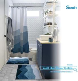 img 3 attached to 🛁 Sunlit 2-Piece Ombre Blue Bathroom Rugs Set - Non-Slip Soft Bath Mat Set, Absorbent Floor Mats - Quick-Drying & Machine Washable (20"x30" & 17"x24")
