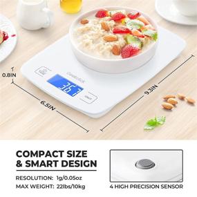 img 1 attached to 🍳 Geekclick 22lb Food Kitchen Scale: Precise Digital Weight Measurement in Grams and Oz for Cooking, Baking, and Weight Loss - Tempered Glass, White