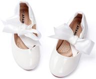 🌸 adamumu mary jane dress shoes for girls - princess flats with bowknot flower and elastic band - perfect for party, wedding, dress up logo