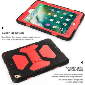 img 3 attached to 📱 ACEGUARDER iPad 2017/2018 iPad 9.7 inch Case: Shockproof & Rugged Cover for Kids with Kickstand - Black Red