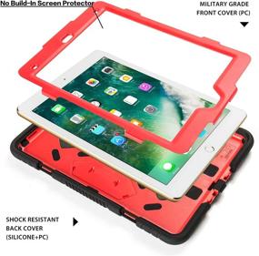 img 2 attached to 📱 ACEGUARDER iPad 2017/2018 iPad 9.7 inch Case: Shockproof & Rugged Cover for Kids with Kickstand - Black Red